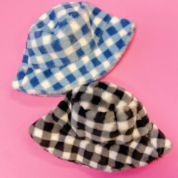 Super Cozy Checkered Bucket Hat - Black - Picture 3 of 7
